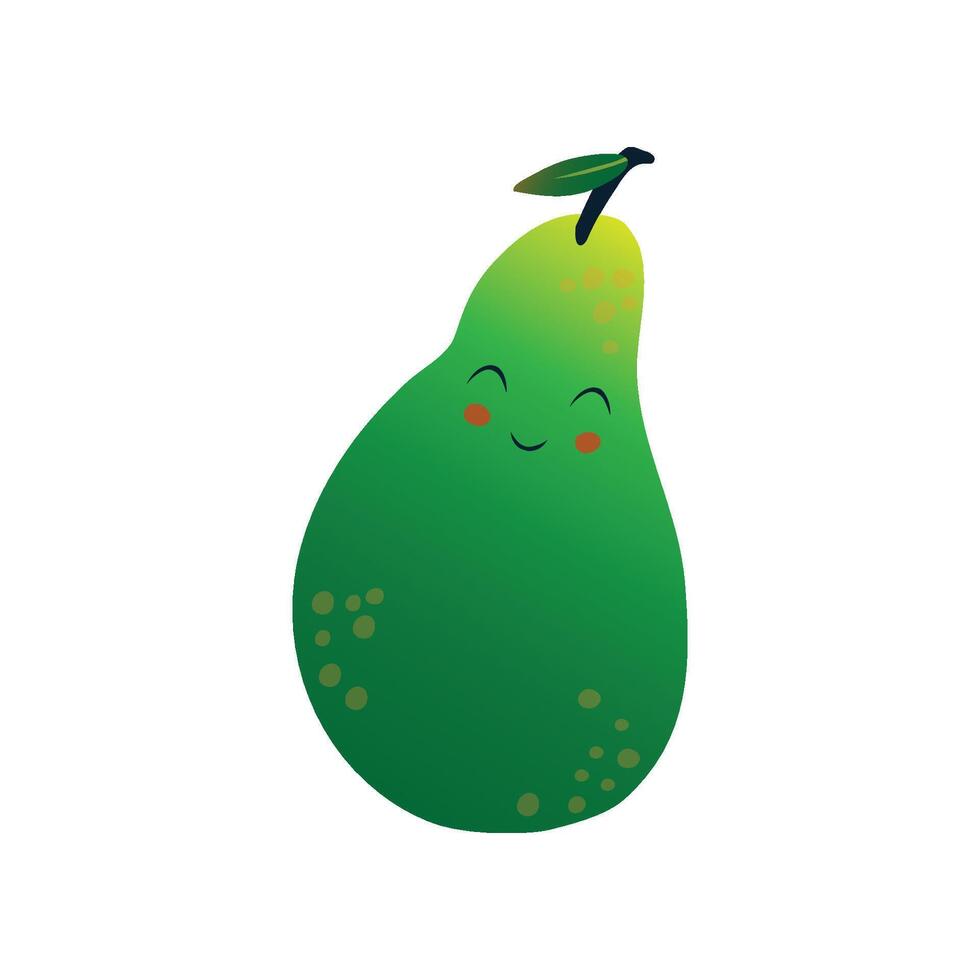 Cute Green Pear, Funny Fruit Cartoon Character with Funny Face Illustration vector