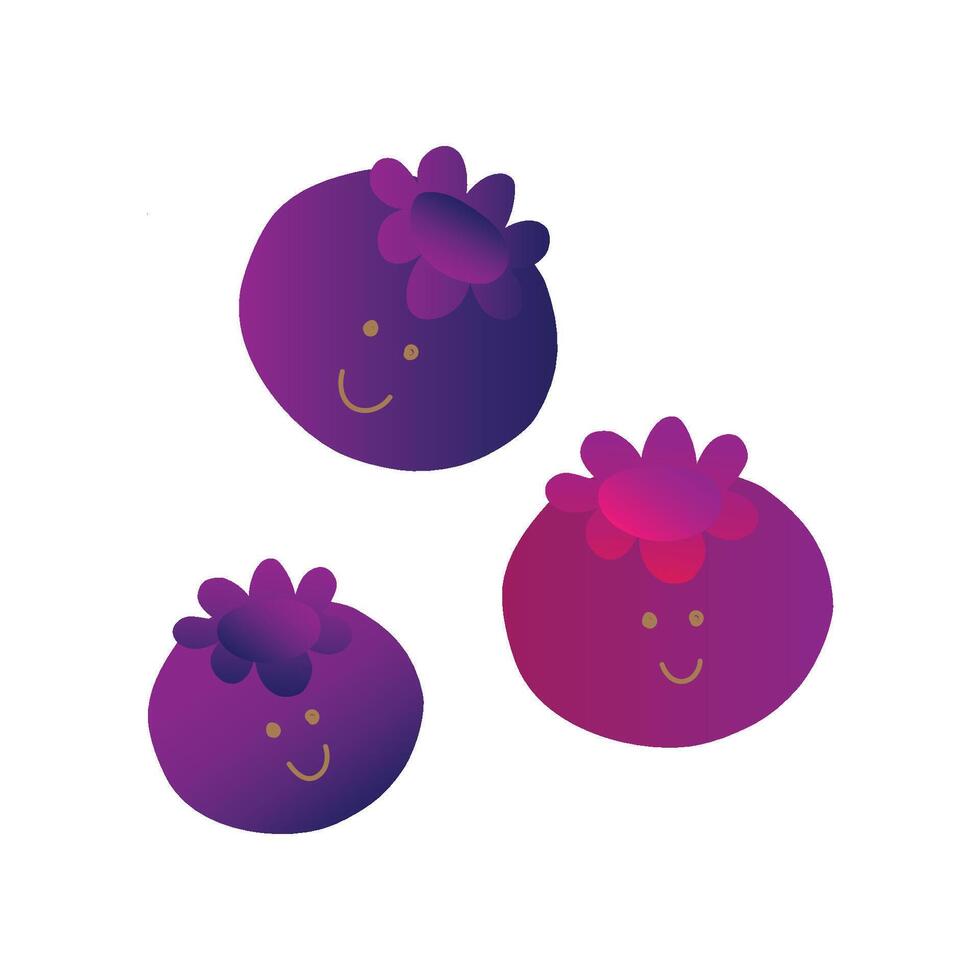 Cute Blueberries, Funny Berries Cartoon Characters with Funny Faces Illustration vector
