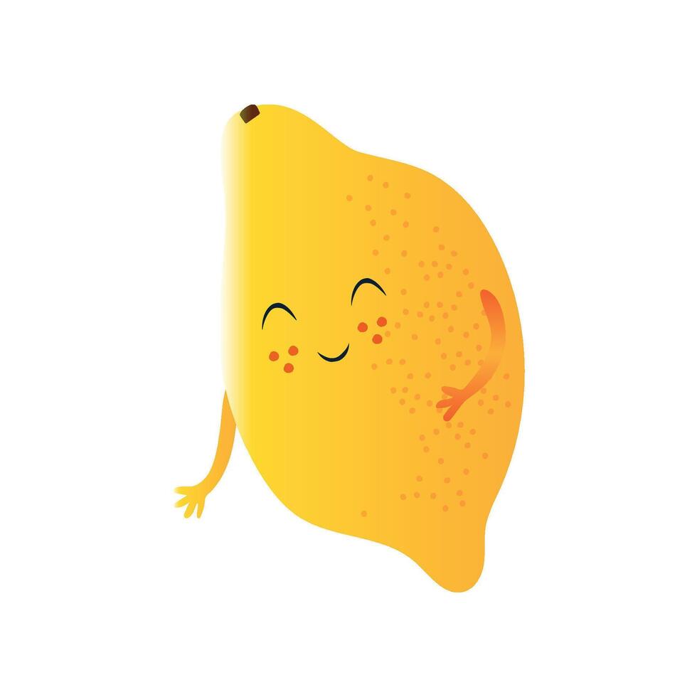 Cute Lemon, Funny Fruit Cartoon Character with Funny Face Illustration vector