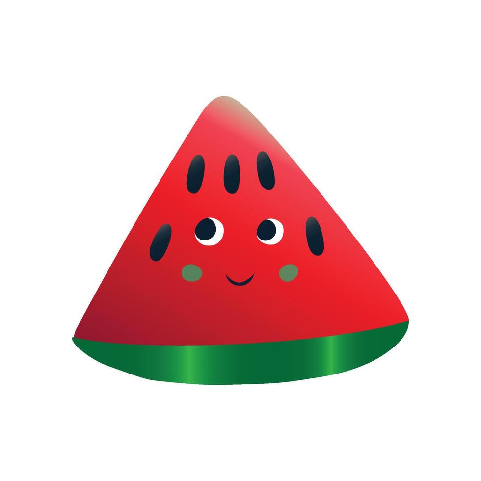 Cute Smiling Watermelon, Cheerful Funny Berry Cartoon Character with Funny Face Illustration vector