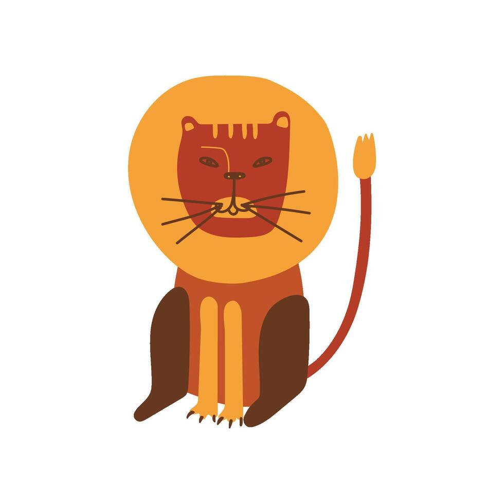 Cute Lion, Stylized Design Element Can Be Used for T-shirt Print, Poster, Card, Label, Badge Illustration vector