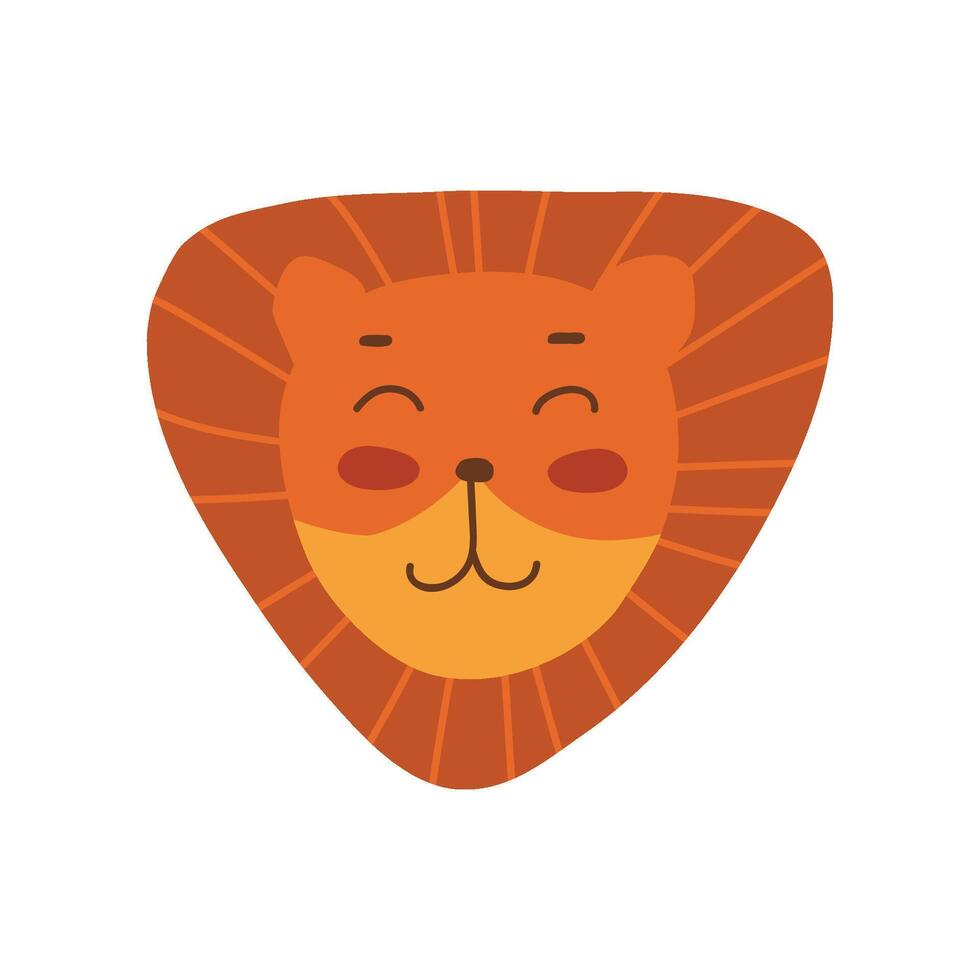 Lion Head, Cute Leo Friendly Face, Design Element Can Be Used for T-shirt Print, Poster, Card, Label, Badge Illustration vector