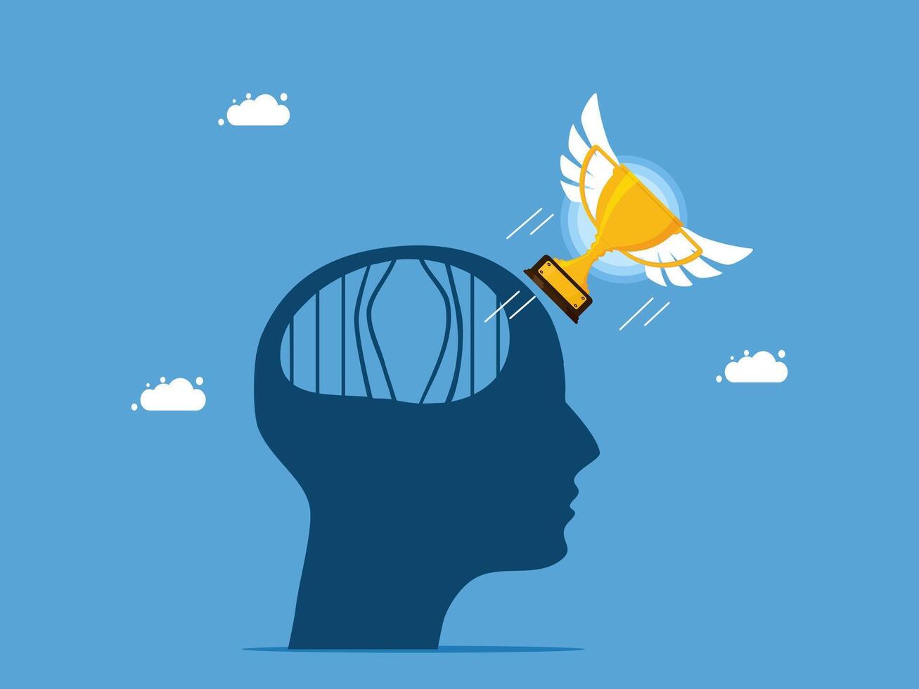 a person's head with a trophy in it vector