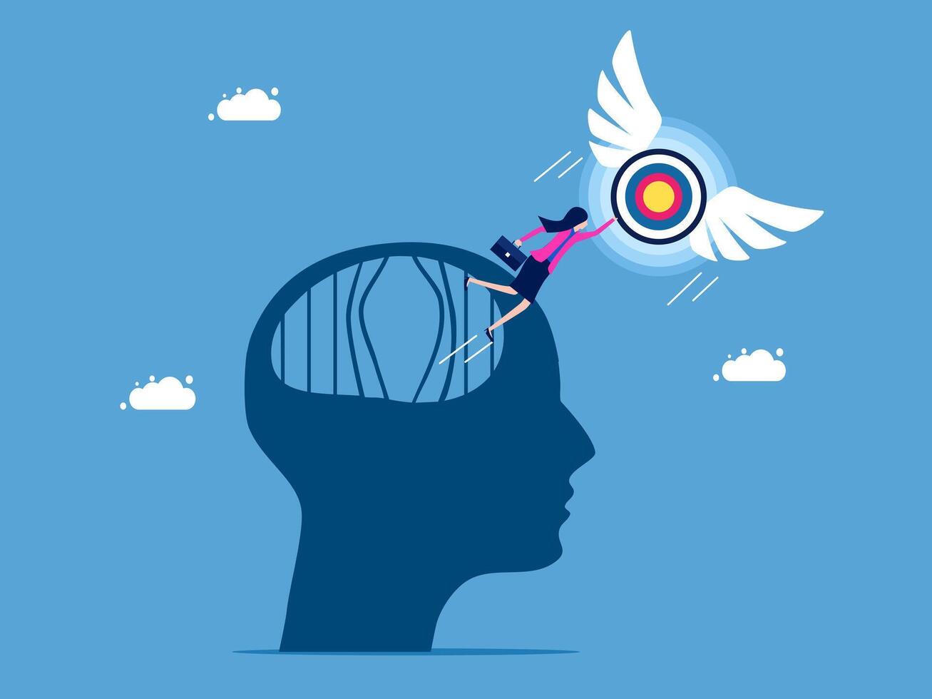 businesswoman with arrow and target on head, business concept vector