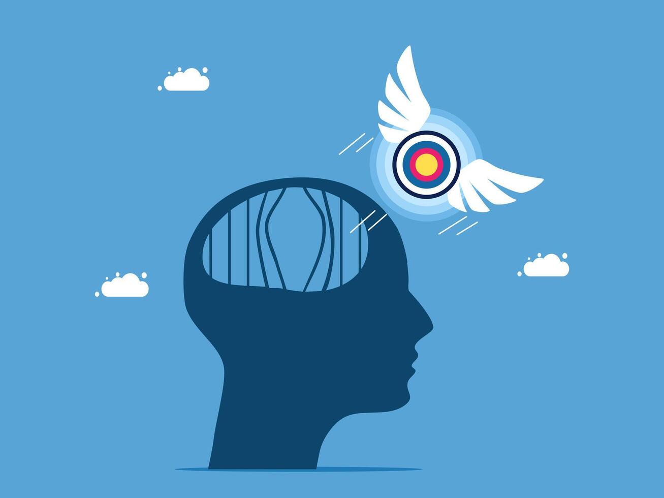 a person's head with an arrow flying out of it vector