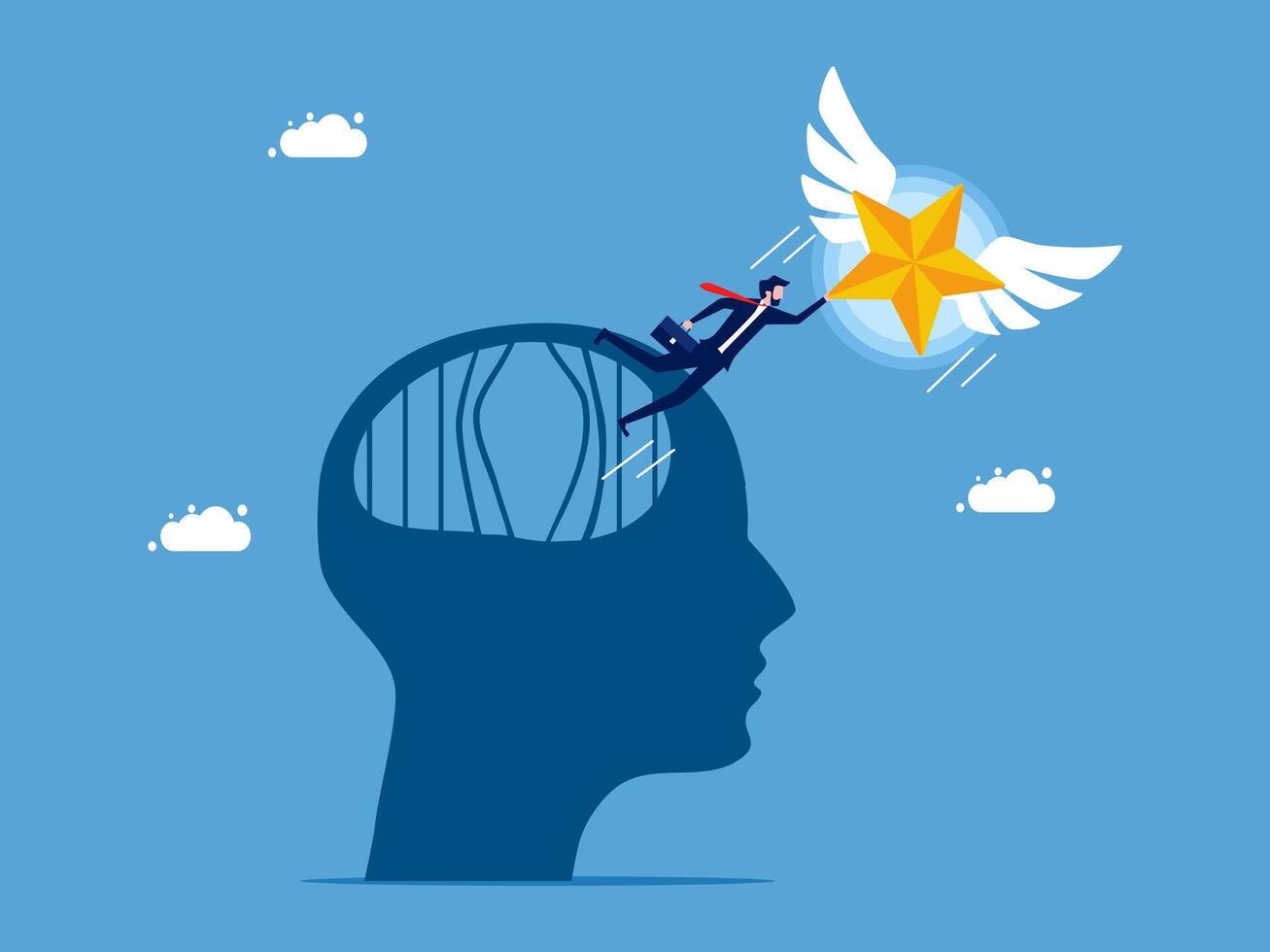 man is flying above a man's head with a star vector