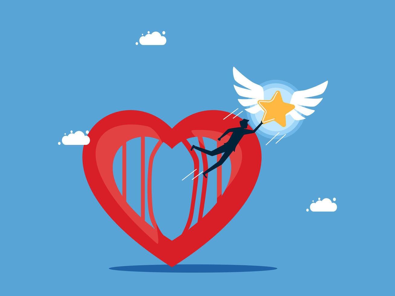 businessman is falling from a heart with an angel on top vector