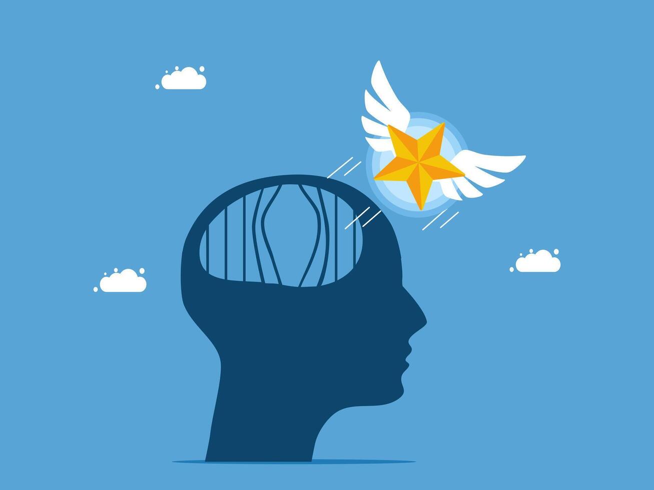 a person's head with a star flying out of it vector