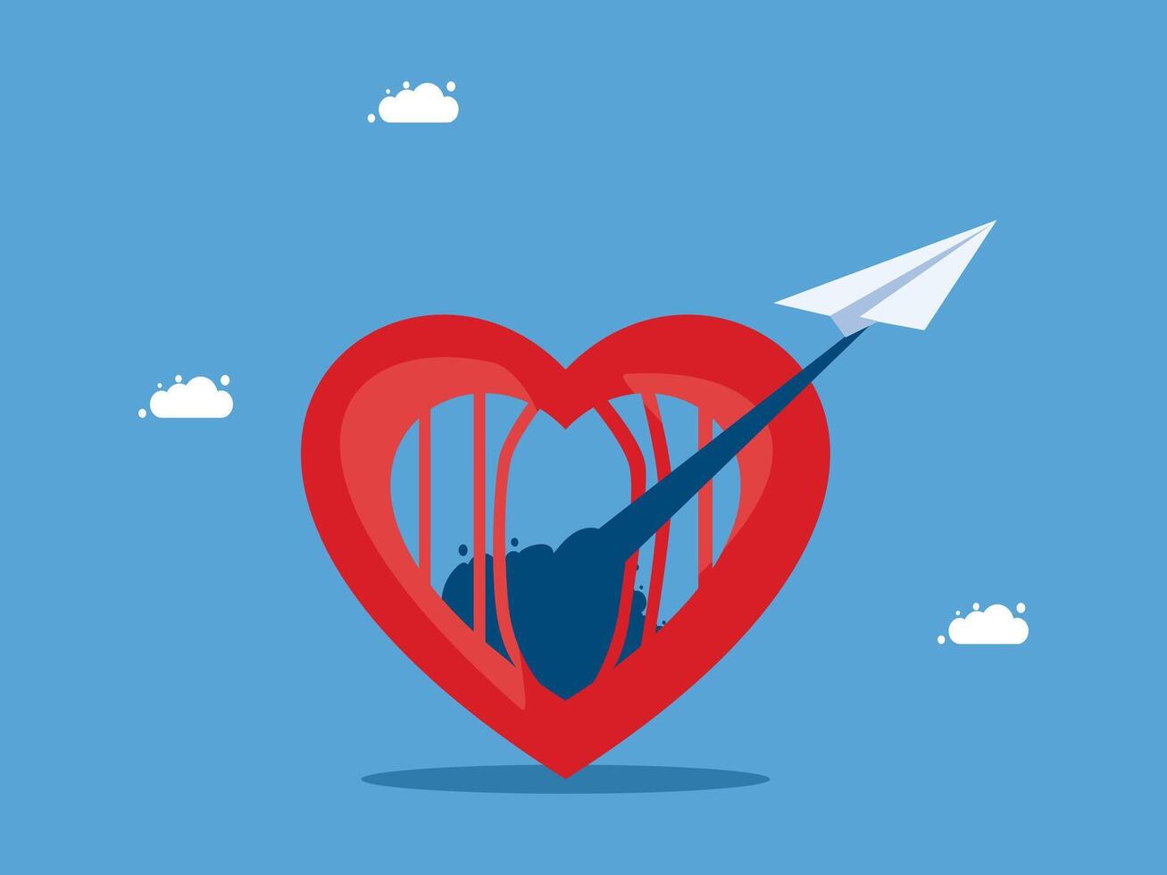 a heart shaped paper airplane is flying through the air vector