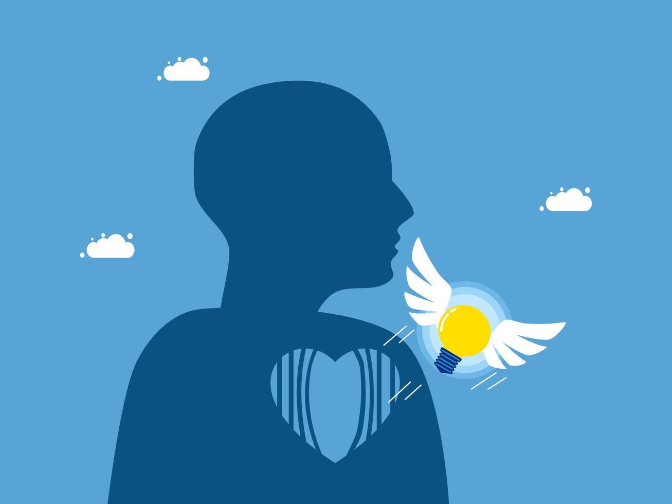 a silhouette of a man with a light bulb in his hand vector