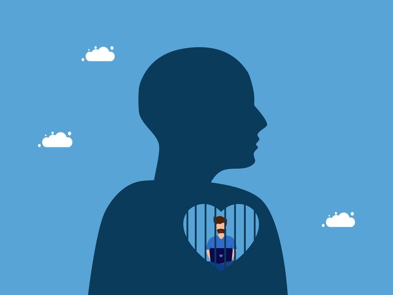 man with a heart in his chest vector