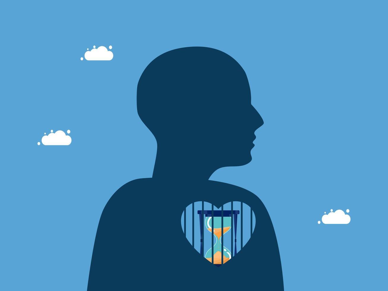 a silhouette of a man with a heart in his chest vector