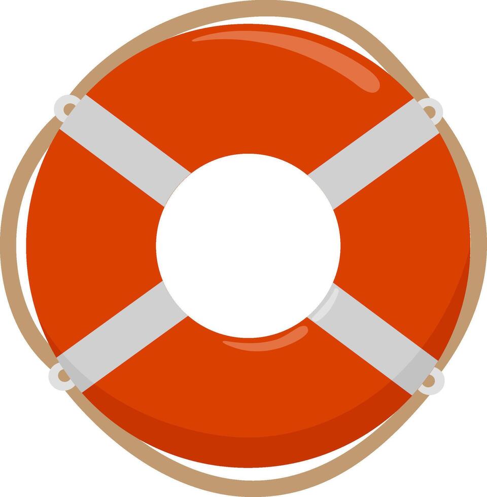 Life saver with rope. Life buoy on white background. Life preserver, buoy ring for sea safety and help. vector