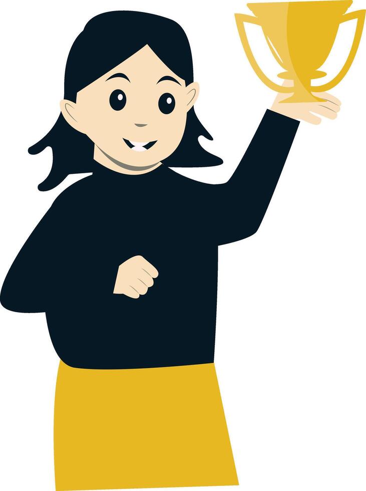 Illustration of Girl Winning Business Competition vector