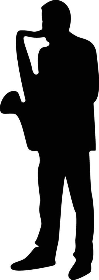 Silhouette of Jazz Musician Playing Saxophone vector