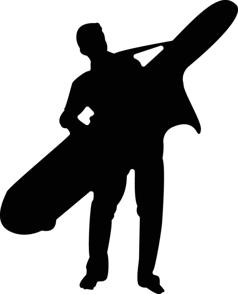 Silhouette of Jazz Musician Playing Double Bass in Standing Position vector