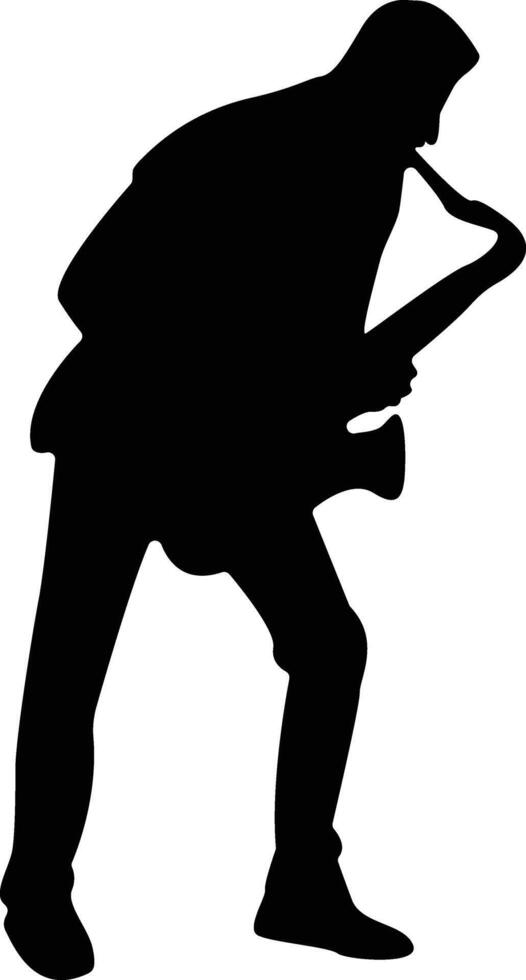 Silhouette of Jazz Musician Playing Saxophone vector