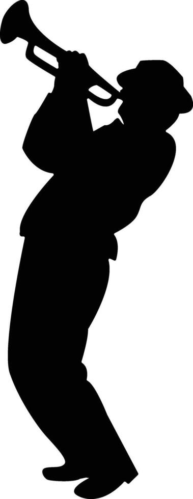 Silhouette of Jazz Musician Playing Trumpet vector