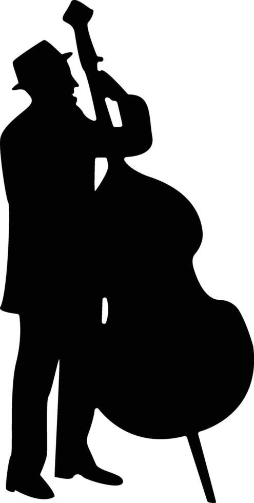 Silhouette of Jazz Musician Playing Double Bass vector