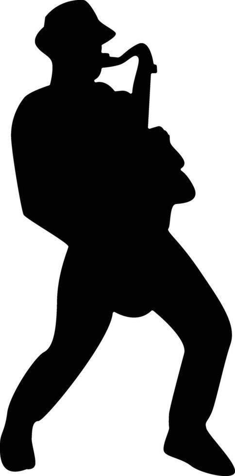 Silhouette of Jazz Musician Playing Saxophone vector