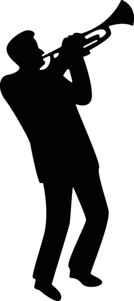 Silhouette of Jazz Musician Playing Trumpet vector