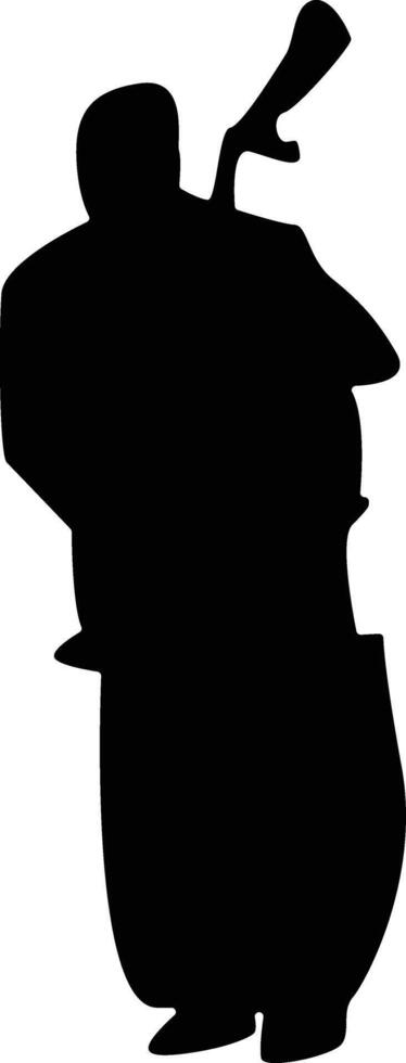 Silhouette of Jazz Musician Playing Upright Bass vector