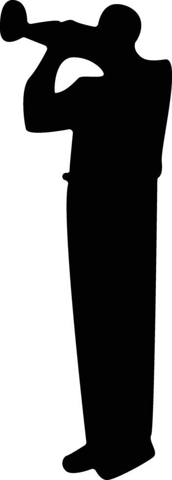 Silhouette of Jazz Musician Trumpeter in Standing Pose vector