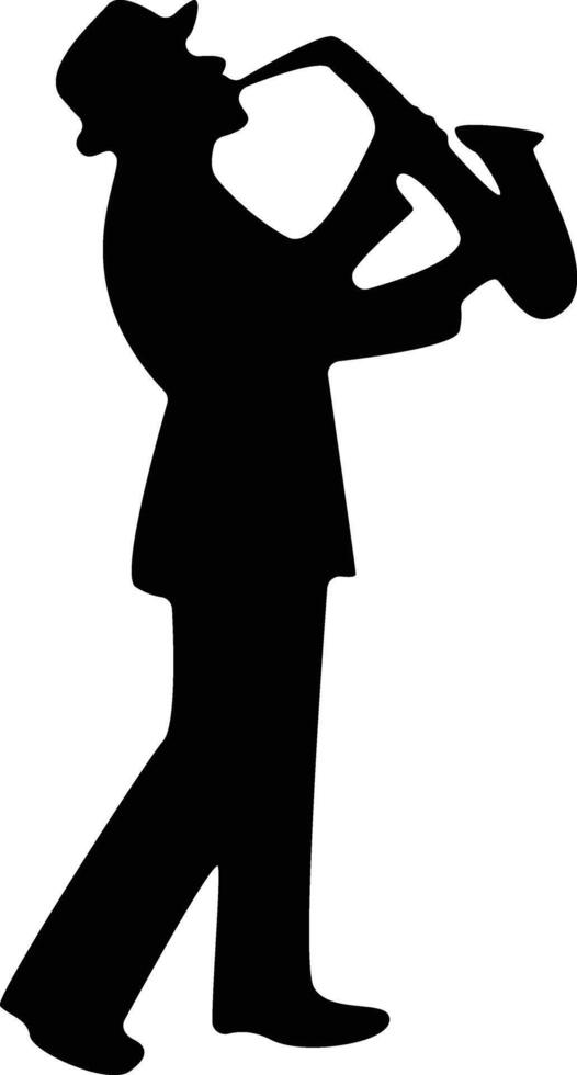 Silhouette of Jazz Musician Playing Saxophone vector