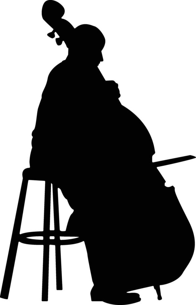 Silhouette of Jazz Musician Playing Double Bass vector