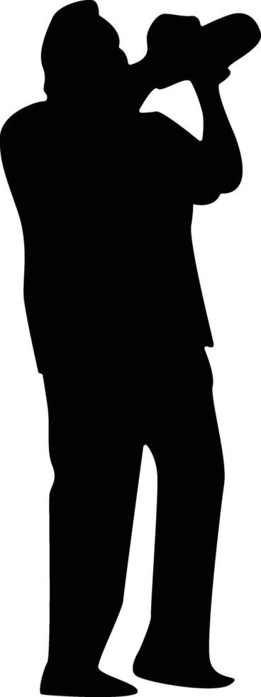 Silhouette of Jazz Musician Trumpeter in Standing Pose vector
