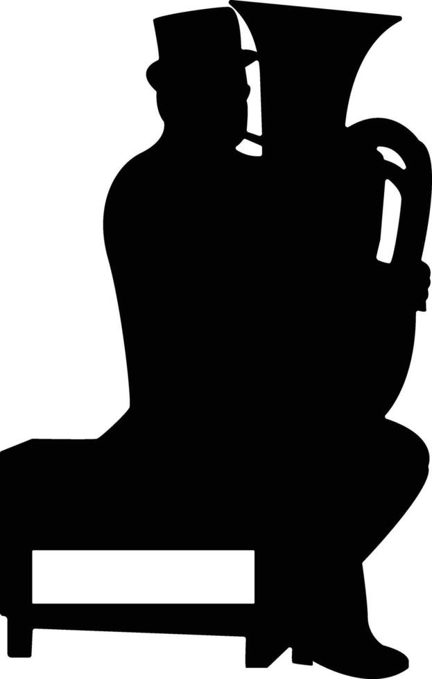 Silhouette of Jazz Musician Playing Big Trumpet vector