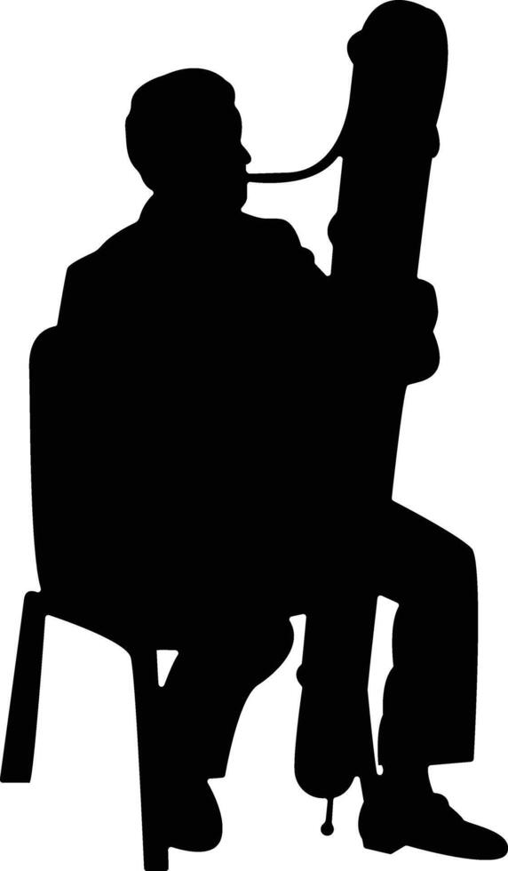 Silhouette of Jazz Musician Oboe vector