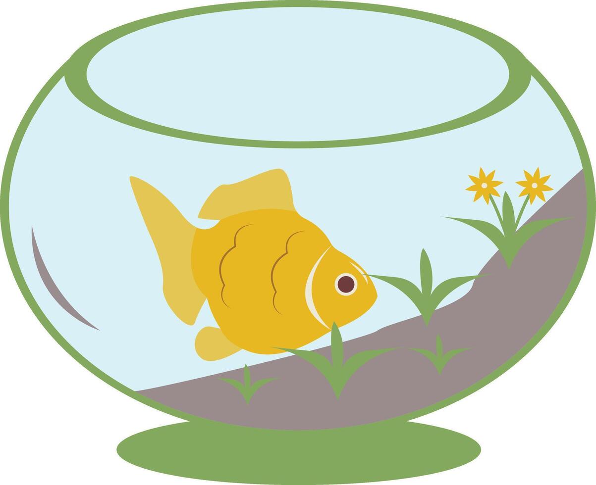 Nowruz Fish on the Aquarium in Yellow Color vector