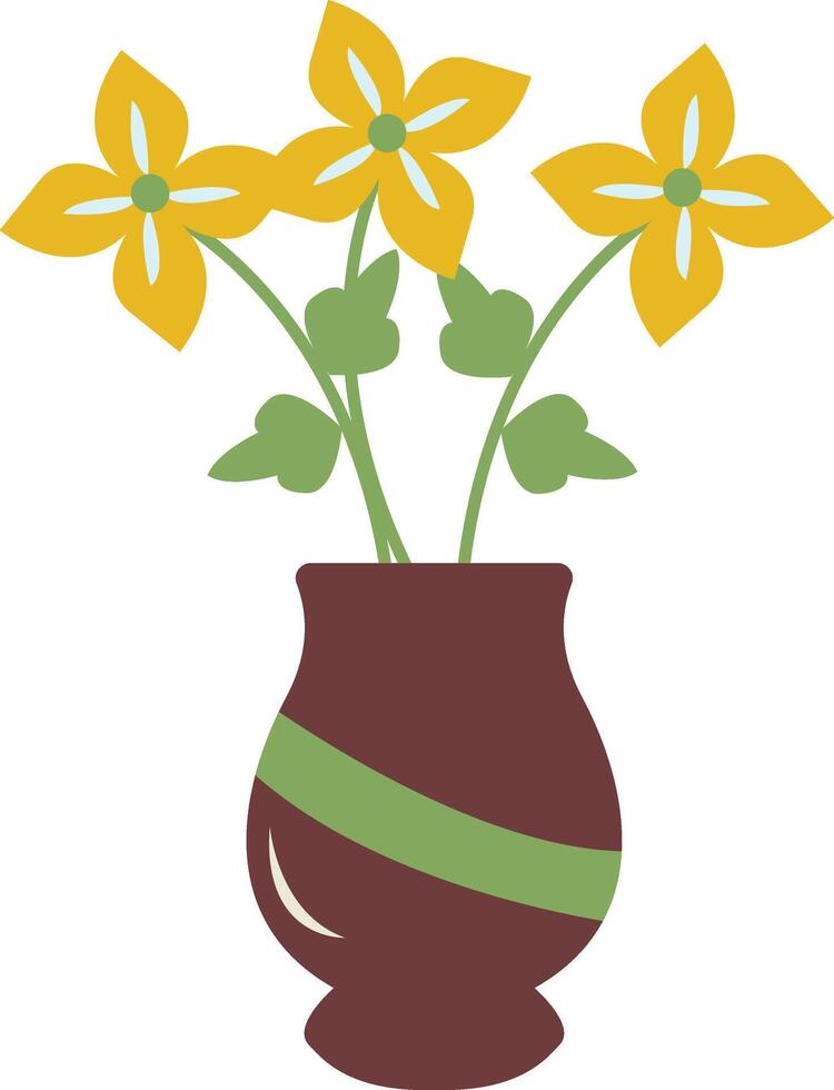 Three Stalks of Nowruz Spring Flowers in a Pot vector
