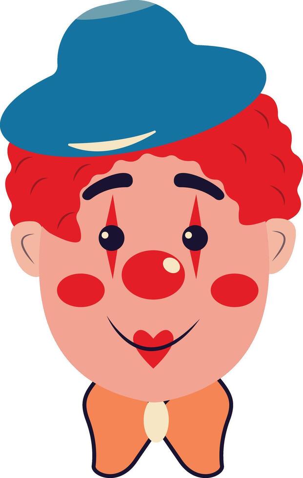 Cute Clown Mask with Red Nose and Hair vector