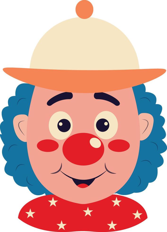 Happy Clown Mask with Blue Hair and Hat vector