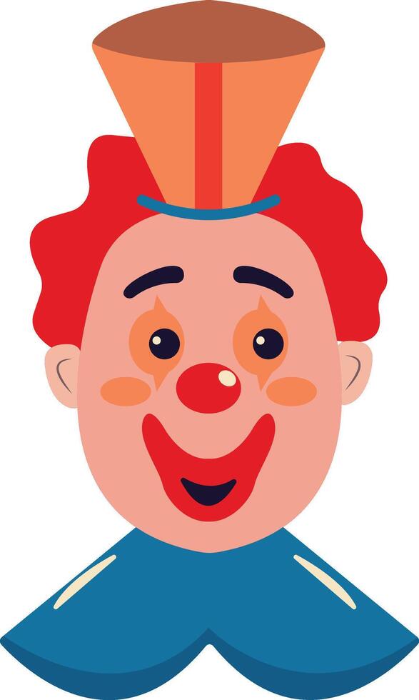 Cute Clown Mask with Red Nose and Hair vector