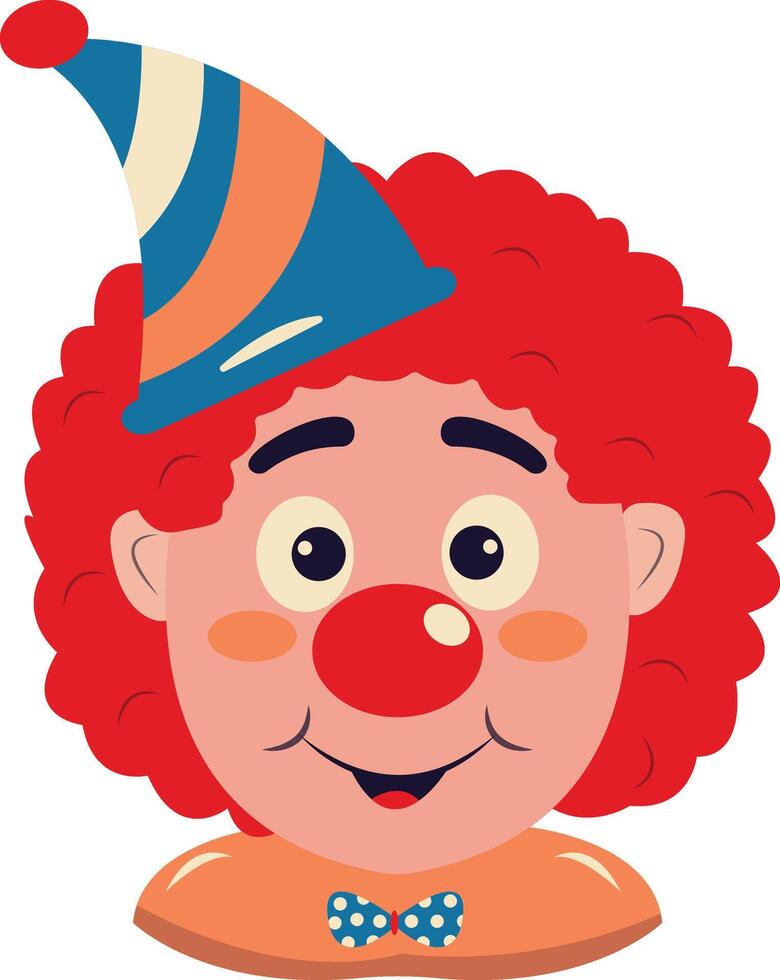 Happy Clown Mask with Red Hair and Cone Hat vector