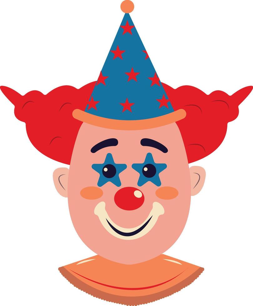 Happy Clown Mask with Red Hair and Cone Hat vector
