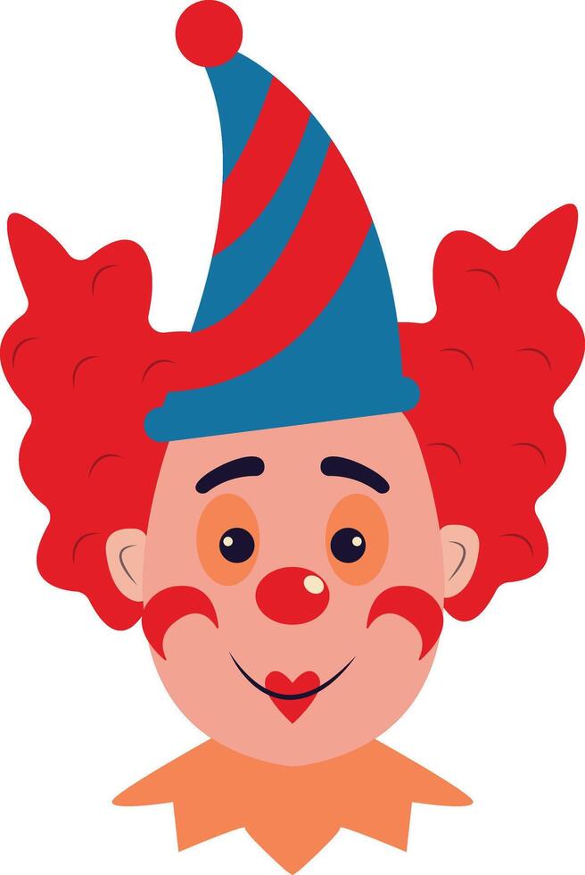 Happy Clown Mask with Red Hair and Cone Hat vector