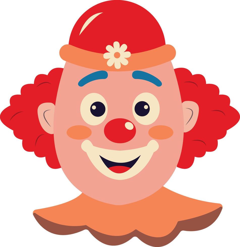 Cheerful Clown Mask in Red Hair and Nose vector