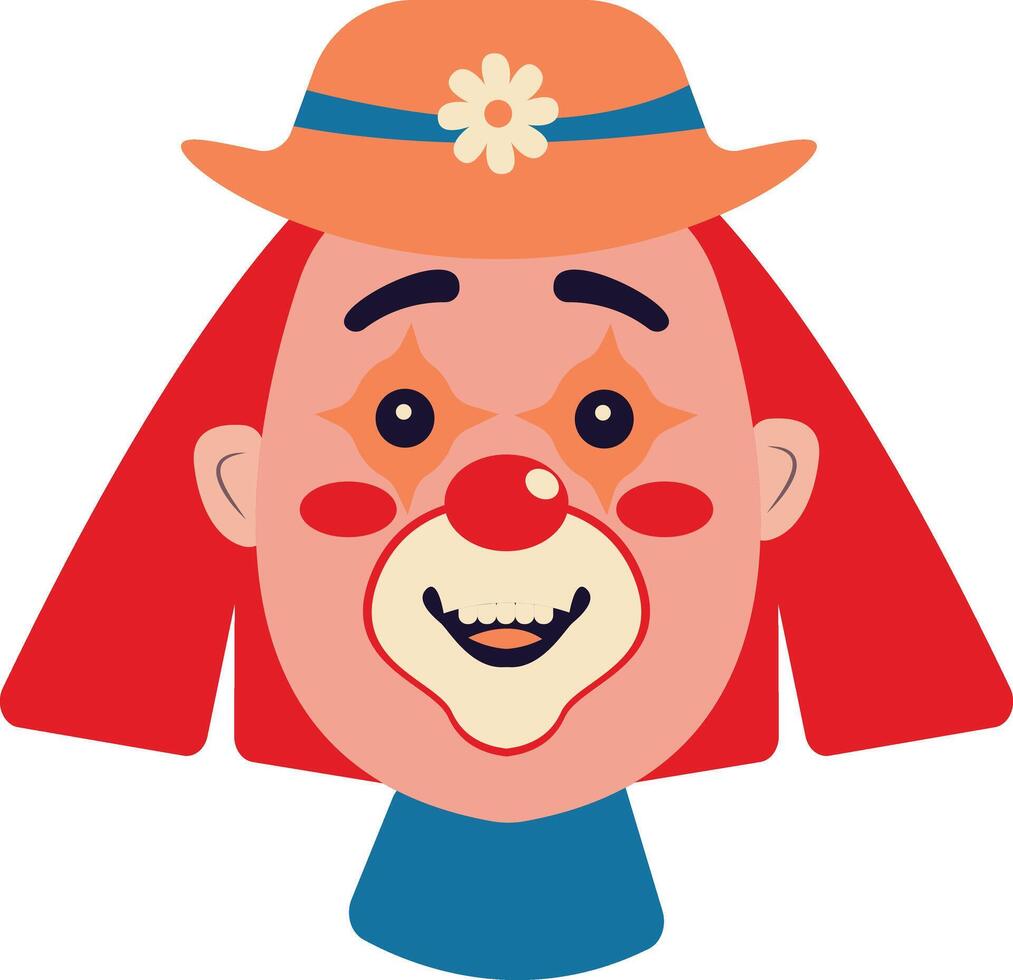 Cheerful Clown Mask in Red Hair and Nose vector