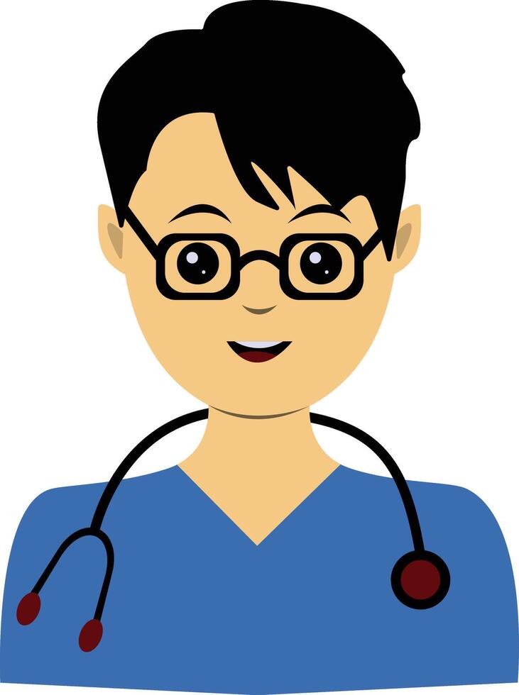 Illustration of Man Nurse with Stethoscope and Glasses vector
