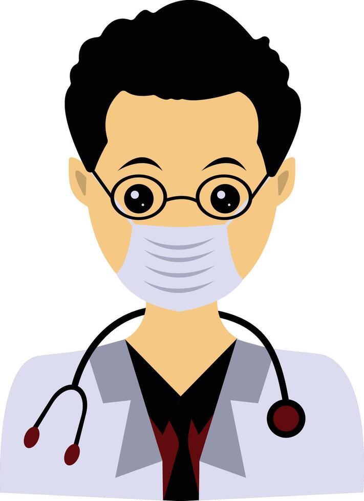 Illustration of Guy Doctor with Mask and Glasses vector