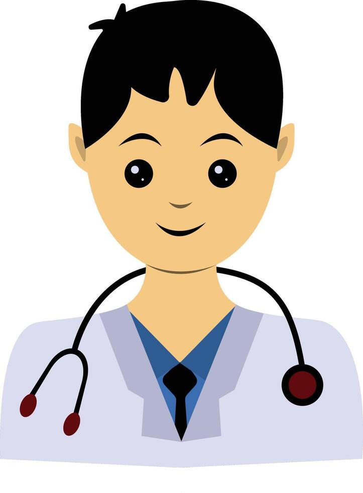 Illustration of Guy Doctor with White Uniform and Stethoscope vector