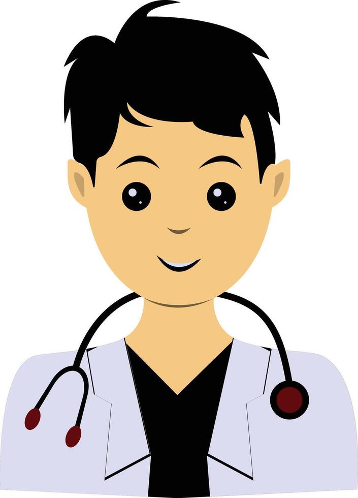 Illustration of Guy Doctor with White Uniform and Stethoscope vector