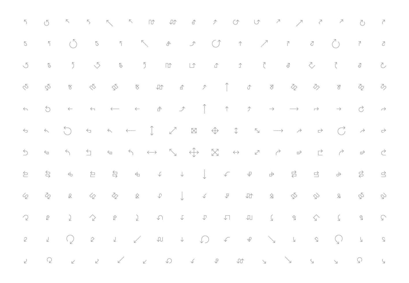 Arrow line set icon design. Interface symbol cursor. Navigation sign thin outline web orientation. vector