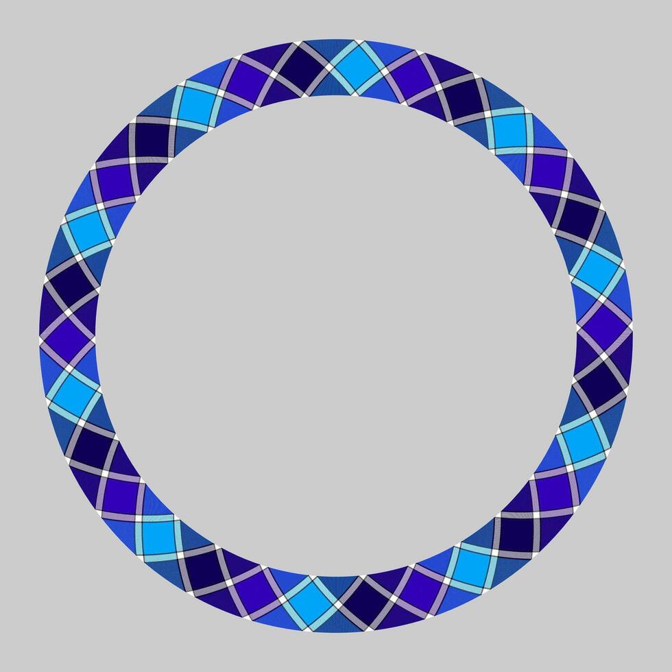 Circle borders and frames . Round border pattern geometric vintage frame design. Scottish tartan plaid fabric texture. Template for gift card, collage, scrapbook or photo album and portrait. vector