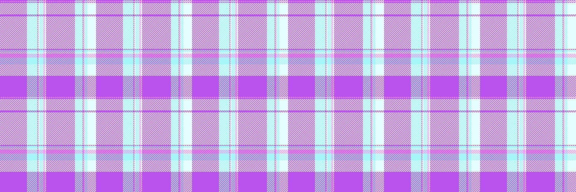 Periodic tartan textile, tailor background texture fabric. Pure pattern seamless plaid check in purple and light cyan colors. vector
