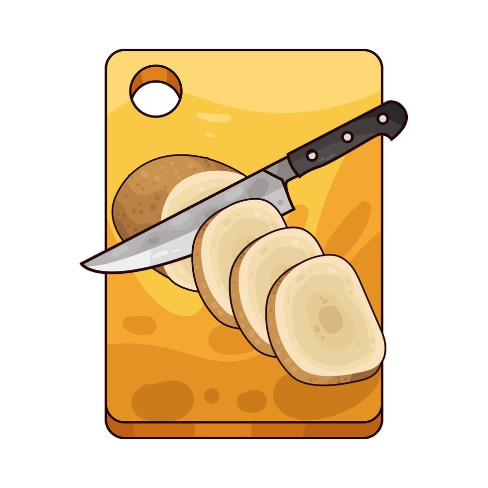 illustration of On the cutting board are potato slices vector